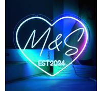 Insegna al neon personalizzata per matrimonio a forma di cuore per parete, insegne al neon a LED intagliate 3D personalizzate per matrimoni, regalo unico al neon a LED, regalo di anniversario