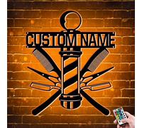 Insegna al neon personalizzata per negozio di barbiere, targa a LED in metallo per decorazione da parete, decorazione per acconciature, decorazione da parete in metallo, regalo per parrucchieri (stile