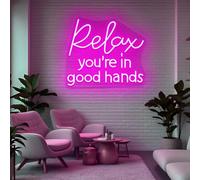Insegna al neon Relax You're in Good Hands, Insegne a LED per salone spa, decorazione da parete per saloni di bellezza, decorazione per parrucchieri, cartello aziendale personalizzato