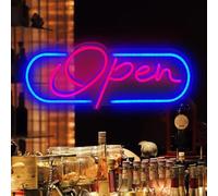 Insegna aperta al neon per affari, 42 x 16 cm, luce al neon aperta al neon con alimentazione USB, per feste, bar, saloni, caffetterie, ristoranti, club, hotel, decorazione da parete (giallo/bianco)