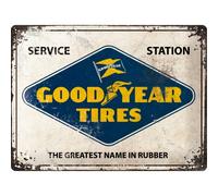 Insegna Cartello in metallo officine garage Goodyear - Logo White 30 x 40 cm