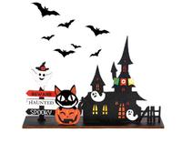 Insegna centrotavola di Halloween, decorazione di pipistrelli del castello di Halloween | manifesti di halloweendecorazioni di - decorazione rustica in legno per