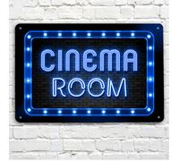 Insegna Cinema - Insegna Cinema A4 Con Effetto Neon Blu Stampata