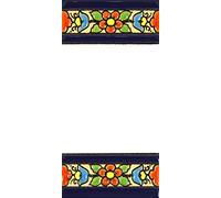Insegna con numeri e lettere fatte di piastrelle di ceramica policroma, dipinte a mano con la tecnica "cuerda seca", nomi indirizzi e segnaletica. Testo personalizzabile. Disegno FLORES MEDIANO 10,9 cm x 5,4 cm. (SPAZIO "BIANCO")