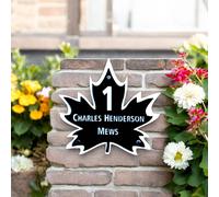 Insegna Con Numero Civico E Nome Della Strada Con Design Foglia D'Acero