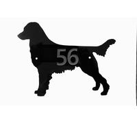 Insegna Con Numero Di Casa Per Cani Flat Coated Retriever In Nero