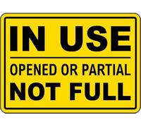 Insegna con scritta in inglese "In Use Opened or Partial Not Full", bombola di gas, vuota, in metallo, 20 x 30 cm, per casa o lavoro