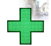 Insegna Croce Per Farmacia Con Catena Metallica Sospesa, Insegna Medica A Led, 3 Modalità Lampeggianti, Risparmio Energetico, Per Clinica, Farmacia, Arredamento Ospedali,Green-48 * 48cm