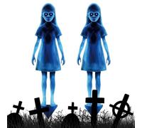 Insegna da cortile con fantasma gemello, decorazione antiruggine | Ghost, decorazione da terra per cimitero, esterni, feste, casa, portico, ingresso, carnevale