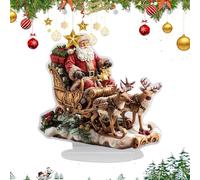 Insegna Decorativa In Acrilico Per Scrivania - Statua 2D Acrilica Della Slitta Di Babbo Natale Natalizia,Centrotavola Artistico Da Tavolo Con Base Di Supporto - per Adolescenti Adulti Amici Bambini Fa