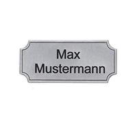 Insegna della cassetta della posta insegna incisione individuale del nome | autoadesivo - personalizzato | plastica | molti colori e dimensioni (8x3,5cm Filetto bordato, Argento-Nero)