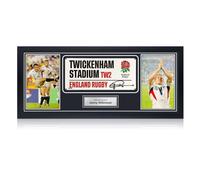 Insegna dello stadio di Twickenham, autografata da Jonny Wilkinson. Incorniciato