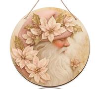 Insegna di benvenuto a forma di stella di Natale, per porta d'ingresso, tradizionale agrifoglio Babbo Natale, in legno di pesca, da appendere alla porta, bella decorazione per la casa, set da 3