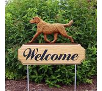 Insegna Di Benvenuto In Legno Per Chesapeake Bay Retriever Da Esterno
