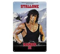 Insegna di latta poster in metallo film Rambo 3 Sylvester Stallone piatto 20x...