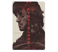 Insegna di latta poster in metallo film Rambo First Bood Sylvester Stallone 2...