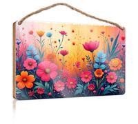 Insegna divertente per porta dell'ufficio, colorato giardino: un paradiso floreale, piccoli cartelli per la decorazione della casa, cartello per porta estiva (20 x 30 cm)