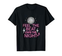 Insegna Grafica al Neon Feel The Beat Own The Night Disco Maglietta
