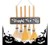 Insegna Halloween Per Porta, Insegna Appendibile Scopa Volante, Decorazione Da Parete Appendibile A Forma Di Scopa Volante In Legno Adatta A Portico E Finestra Per Decorazioni Domestiche