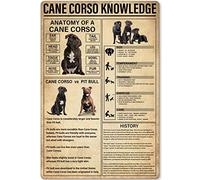 Insegna in metallo con la scritta "Cane Corso Knowledge", anatomia di un cane corso, storia, poster in latta, guida, targa decorativa, fattoria, club, casa, cucina, bar, caffetteria, parete, 12x16