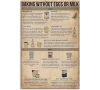 Insegna in metallo con scritta "Baking Knowledge", per cucinare senza uova o latte, poster didattici, targa per casa, cucina, dessert, negozio, ristorante, decorazione da parete, regalo per donne e u