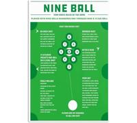 Insegna in metallo vintage "Nove palle regole base del gioco del biliardo", poster in latta, decorazione da parete, per casa, stanza, garage, bar, club, garage, aula, scuola, mensa, 12x8 pollici