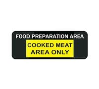 Insegna informativa in plastica acrilica per la preparazione del cibo solo area di carne cotta cartello 22,9 x 7,6 cm, autoadesivo, uso per ufficio/lavoro, facile da applicare
