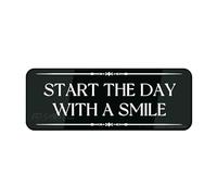 Insegna informativa in plastica acrilica "Start the Day With A Smile" Wall or Door Sign 25,4 x 7,6 cm in Sign autoadesivo acrilico per porta o parete targhetta nome