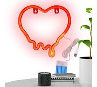 Insegna LED Cuore - Lampada al neon alimentata da batterie o USB per San | Lampada da parete decorativa per soggiorno, camera da, bambino, ufficio, appartamento, feste bar