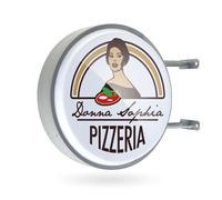 INSEGNA LED LUMINOSA TONDA VARIE PERSONALIZZATA NEGOZI PUB RISTORANTI COMPLETA [EEK: 5 stelle]