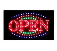 Insegna luminosa a LED con scritta (in tedesco/inglese) "Geöffnet" "Open" "Dönner Kebab" "Bar" e molte altre pubblicità, diversi stili Open-26.