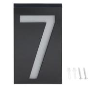 Insegna luminosa a LED solare per esterni, luce wireless per il numero di porta con 6 LED e caratteri di grandi dimensioni, targa con numero civico resistente alle intemperie per (Numero 7)