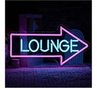 insegna luminosa al neon Insegna luminosa al neon con la scritta "Lounge" utilizzata per decorazioni murali di uffici, hotel e bar, 21,8×42 cm
