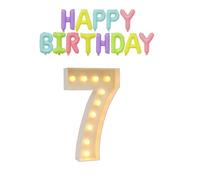 Insegna Luminosa Con Numeri For Il Nuovo Anno 2026, Lampade A LED Cifre Combinabili, Include Palloncini Decorativi Gratuiti, For Decorazioni For Feste Di Compleanno(Number 7,Warm light)
