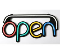 INSEGNA LUMINOSA LED APERTO OPEN RGB PUBBLICITARIO MULTICOLOR CON TELECOMANDO