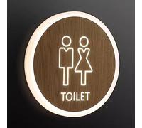 Insegna luminosa rotonda a LED in acrilico da 8 pollici for WC, cartello parete for bagno donna o uomo, for, ufficio attività commerciale, porta(A)