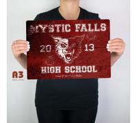 Insegna Metal Di Mystic Falls High School Vampire Diaries Damon Stefan Salvatore