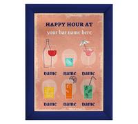 Insegna Metallo Cocktail Happy Hour Personalizzata A4 Stampa Pronta