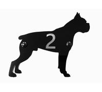 Insegna Numero Casa Per Cani Boxer Nera