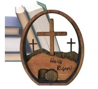 Insegna pasquale in legno, decorazione natalizia con presepe di Gesù, design rustico artigianale, colori vivaci, opere d'arte dettagliate, celebrazioni religiose, 13,9 cm, per la casa
