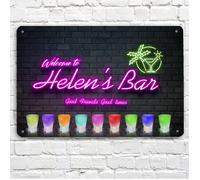 Insegna Personalizzata Per Bar - Insegna Metallica A4 Con Effetto Neon Anni '80