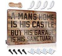 Insegna scandinava, decorazione per casa sul lago, riutilizzabile, la casa di un uomo è il suo castello ma il suo garage è il suo santuario, decorazione per case coloniche (30 x 40 cm)