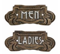 Insegna Targa Porta Toilette Ghisa Art Nouveau Donna e Uomo Parete Caffè Nego...