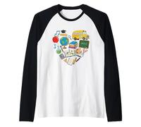 Insegnante al Cuore Ritorno a Scuola Uomini Donne Maglia con Maniche Raglan