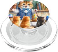 Insegnante di gatti che dà lezione ai gattini sulla storia delle uova PopSockets PopGrip per MagSafe