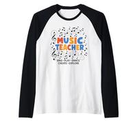 Insegnante di musica divertente classe ritorno a scuola retrò note musicali Maglia con Maniche Raglan