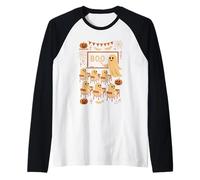 Insegnante Fantasma di Halloween Che insegna Boo allo Studente in Classe Maglia con Maniche Raglan