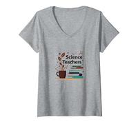 Insegnanti di scienze: Ispirazione educativa alimentata dalla Caffeina Maglietta con Collo a V, Donna, Grigio Melange, M