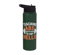 Insegnare Abs To Say Hello Funny Personal Trainer Stainless Steel Insulated Water Bottle