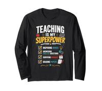Insegnare e Il Mio Superpotere Maglietta Docente Maglia a Manica